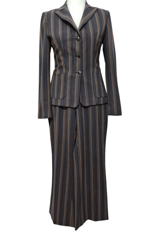Tailleur à rayures pantalon + veste Caroll des années 90-2000 EMMAUS