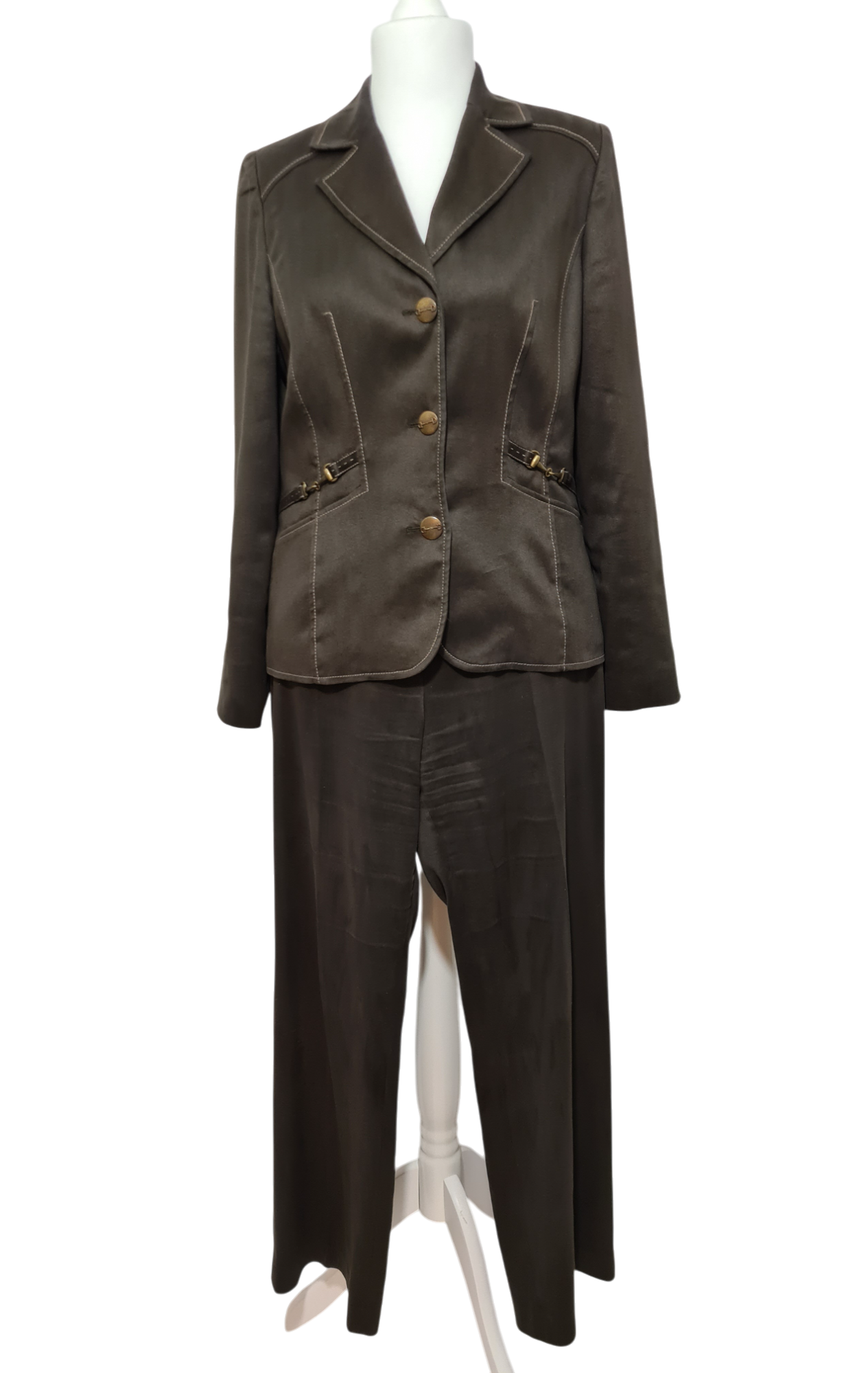 Tailleur marron pantalon + veste Weill des années 90-2000 EMMAUS