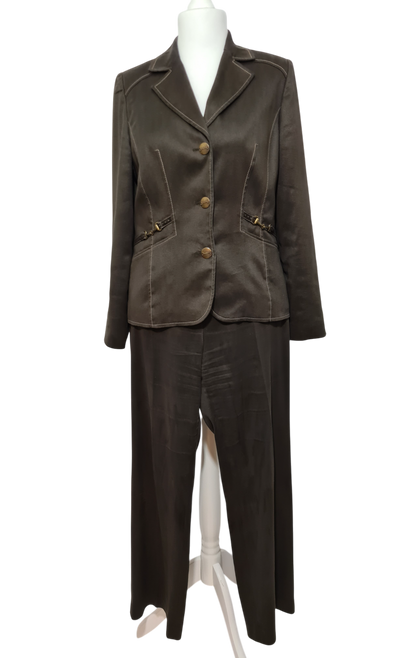 Tailleur marron pantalon + veste Weill des années 90-2000 EMMAUS