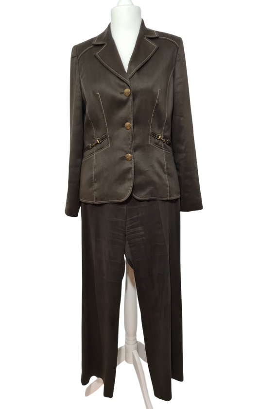 Tailleur marron pantalon + veste Weill des années 90-2000 EMMAUS