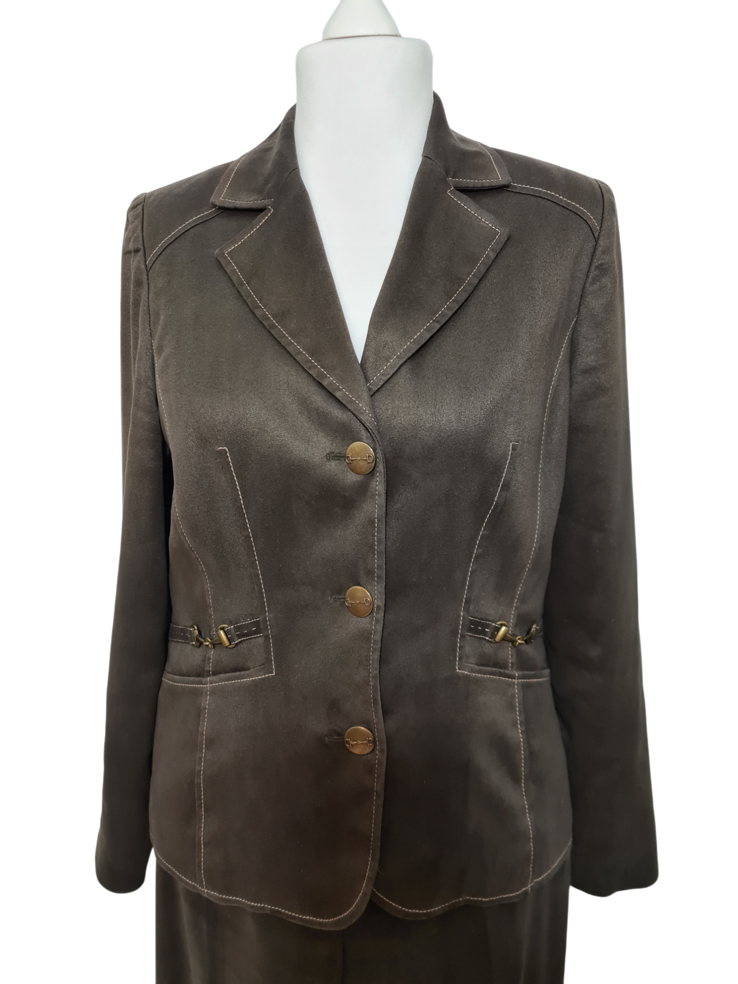 Tailleur marron pantalon + veste Weill des années 90-2000 EMMAUS