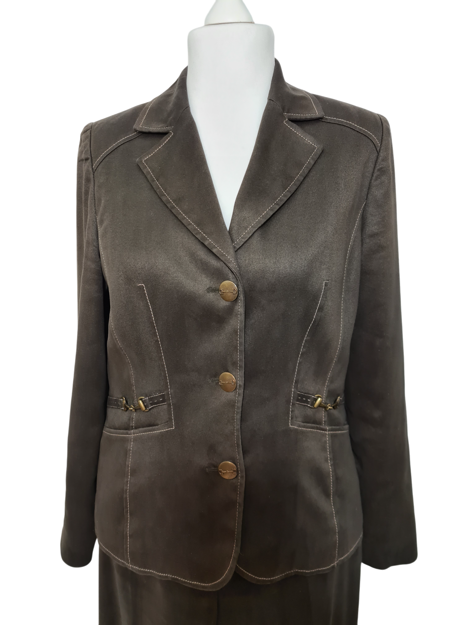 Tailleur marron pantalon + veste Weill des années 90-2000 EMMAUS