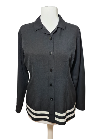 Veste chemise femme noire marque 123 vintage des années 80-90 EMMAUS