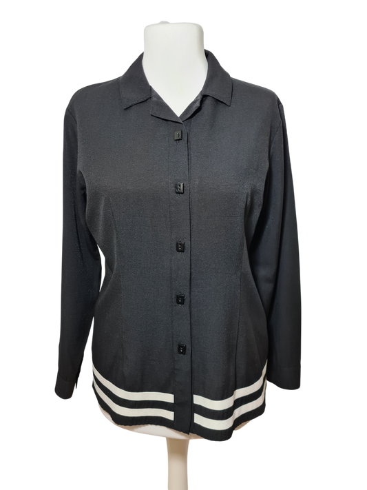 Veste chemise femme noire marque 123 vintage des années 80-90 EMMAUS