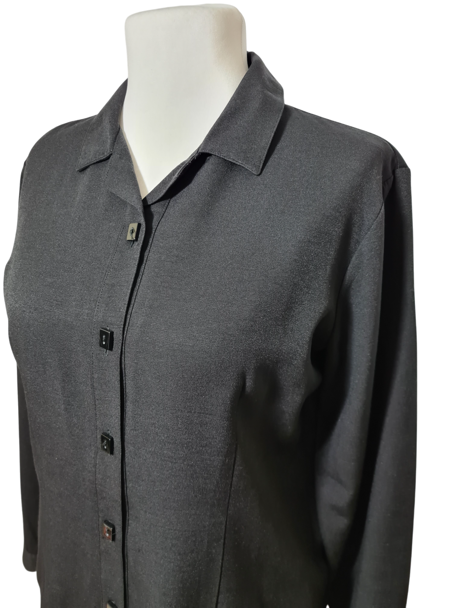 Veste chemise femme noire marque 123 vintage des années 80-90 EMMAUS