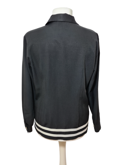 Veste chemise femme noire marque 123 vintage des années 80-90 EMMAUS