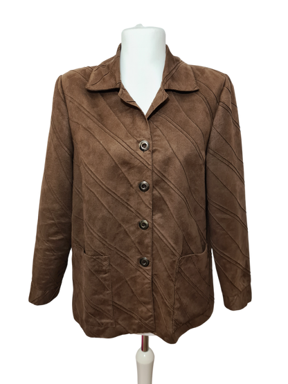 Veste chemise femme marron en daim synthétique des années 90-2000 EMMAUS