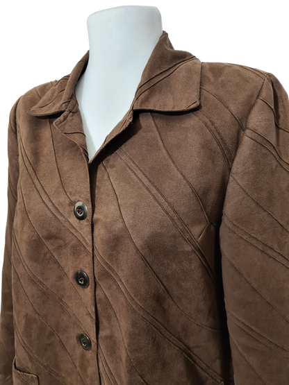 Veste chemise femme marron en daim synthétique des années 90-2000 EMMAUS