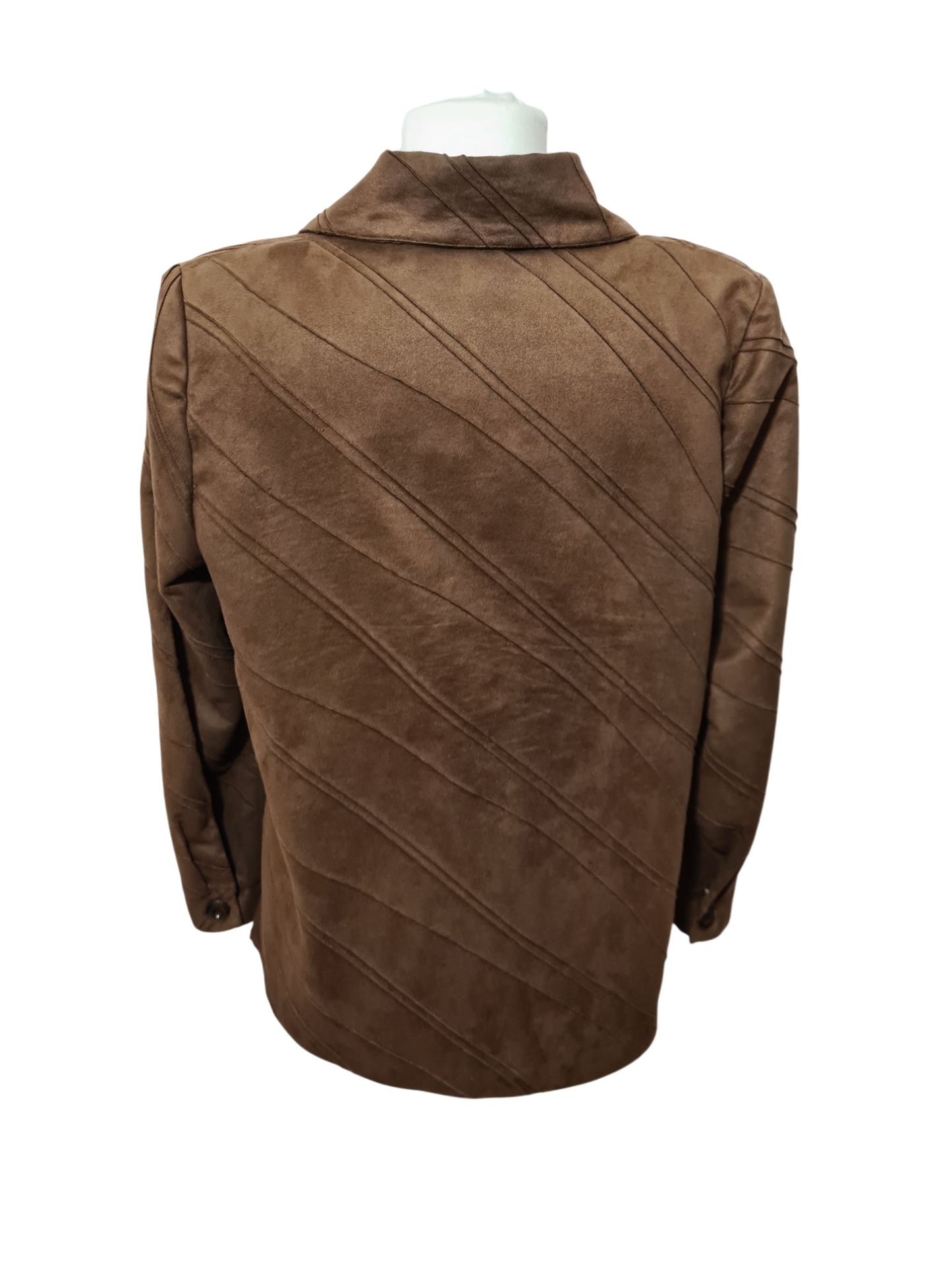 Veste chemise femme marron en daim synthétique des années 90-2000 EMMAUS