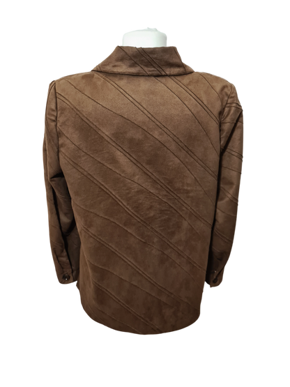 Veste chemise femme marron en daim synthétique des années 90-2000 EMMAUS