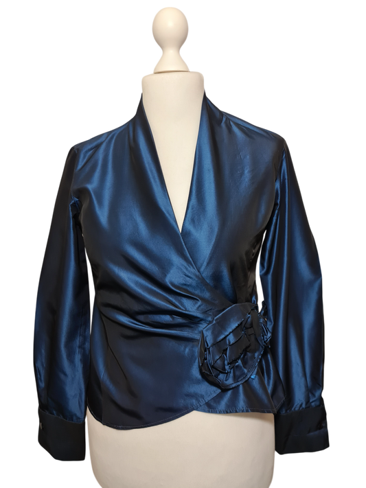 Veste de fête bleue Zara Woman des années 2000 EMMAUS