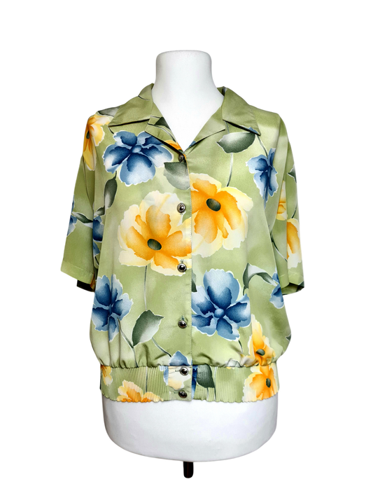 Veste femme fleurie vert pastel des années 80/90 Fripe avenue