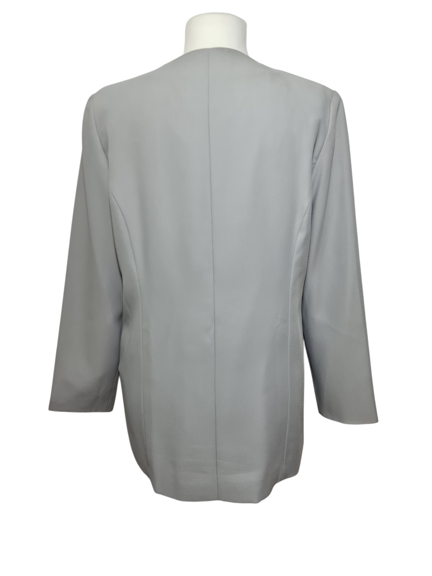 Veste femme grise style japonisant Anne Weyburn avec décors brodés et perles des années 90-2000 EMMAUS