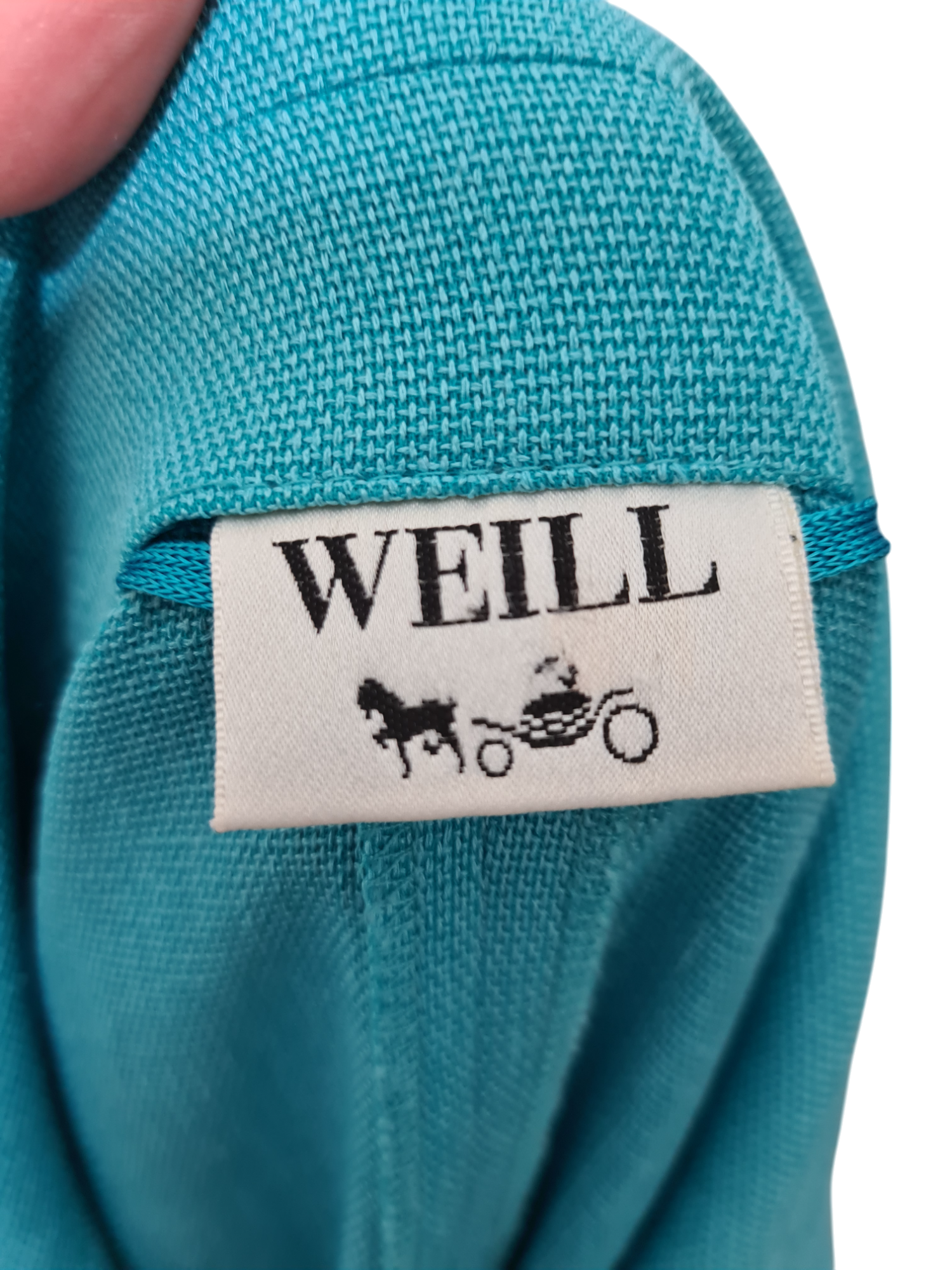 Veste manches courtes vert turquoise Weill Paris des années 80-90 EMMAUS