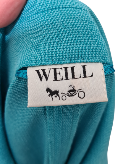 Veste manches courtes vert turquoise Weill Paris des années 80-90 EMMAUS